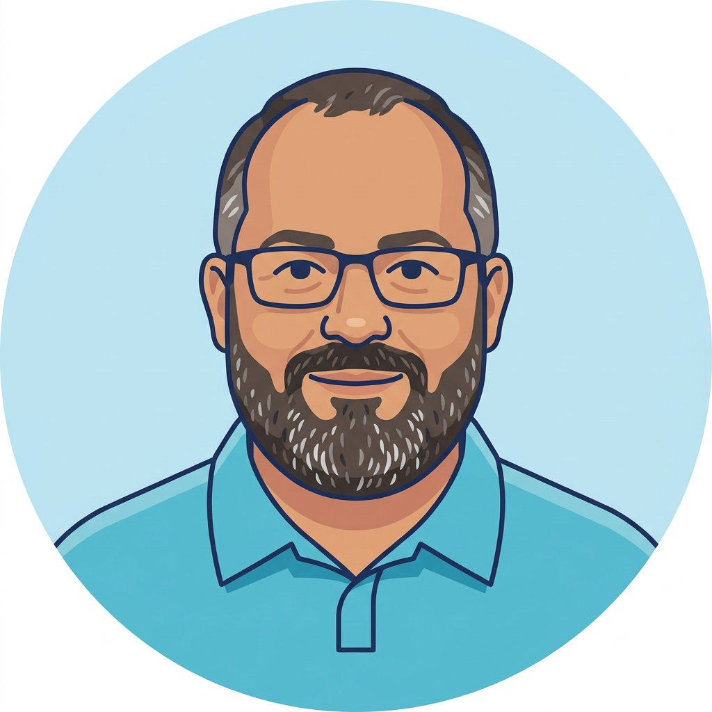 Illustrated portrait of David, field operations at Downtown Pools